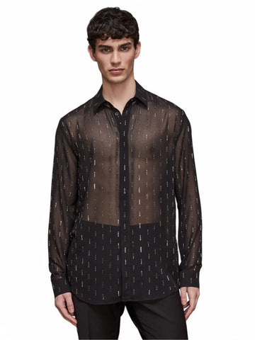 Camicia Uomo - Black Rectangle Stud