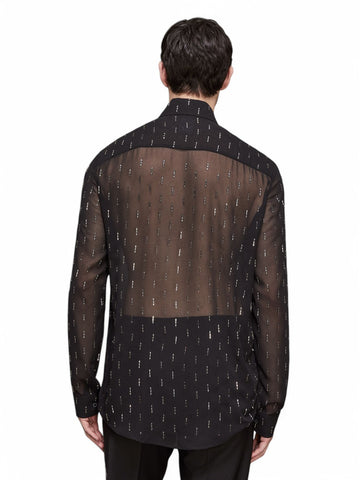 Camicia Uomo - Black Rectangle Stud