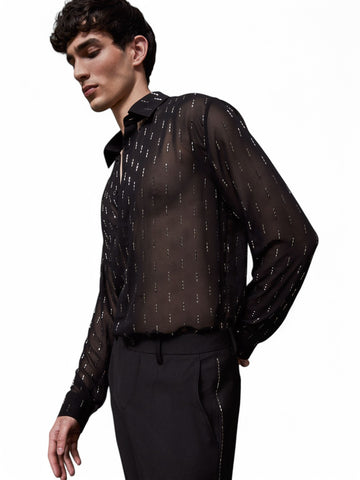 Camicia Uomo - Black Rectangle Stud