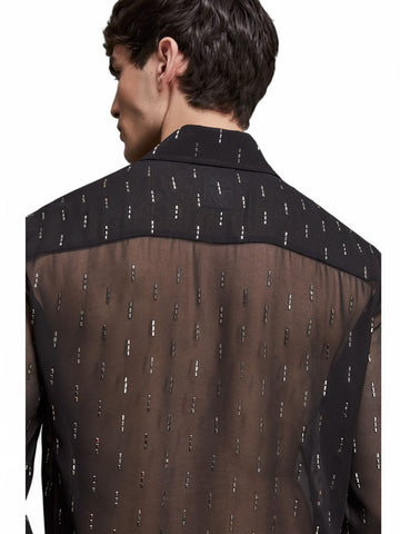 Camicia Uomo - Black Rectangle Stud